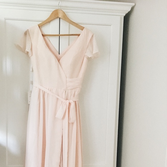 blush pink wrap dress